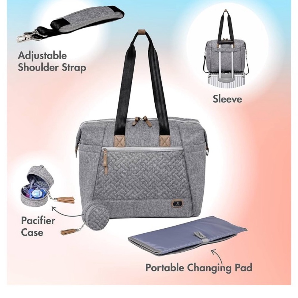 Stylish Gray Baby Bag with Black Straps - Picture 2 of 9
